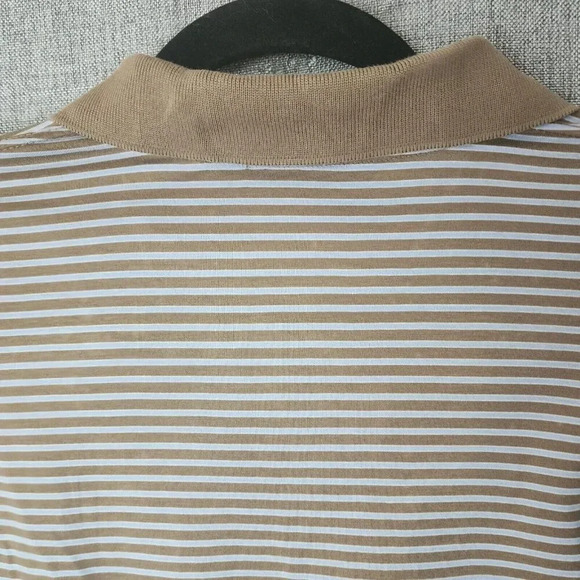 Marbas 100% Cotton Polo Shirt Mens Tan Blue Embroidered Logo Size Large - Picture 8 of 9